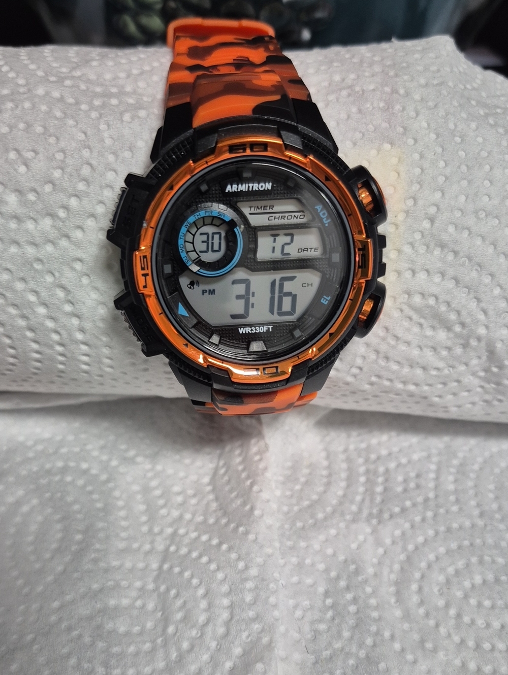 Armitron Black and Orange Camo Digital Sport Watch